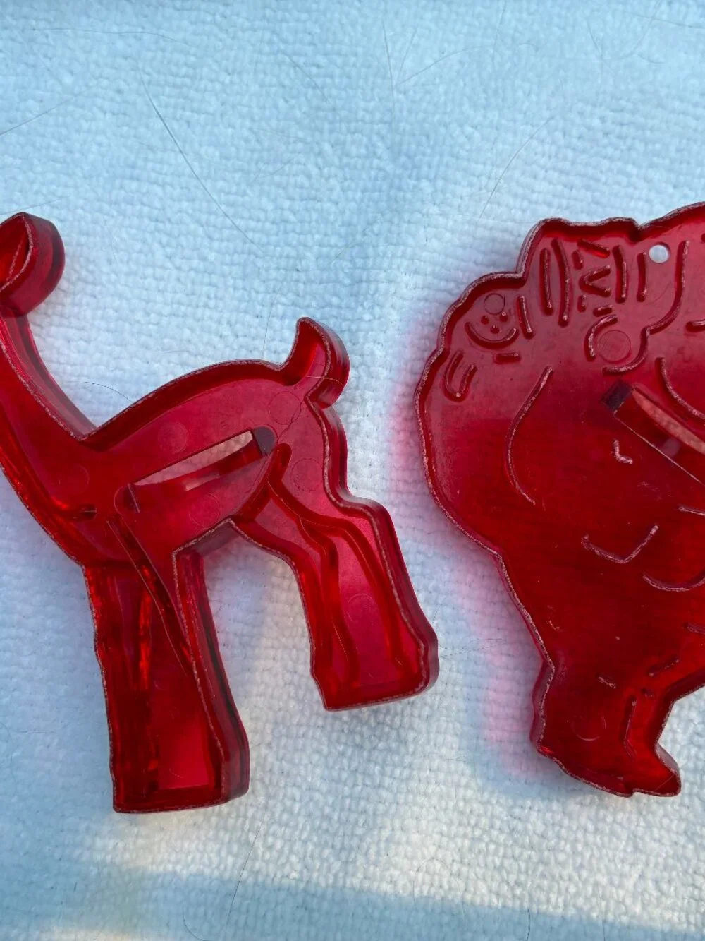 Set of Two Cookie Cutters Original Montgomery Ward Looking Rudolph and Santa